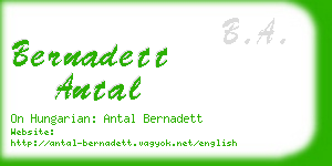bernadett antal business card